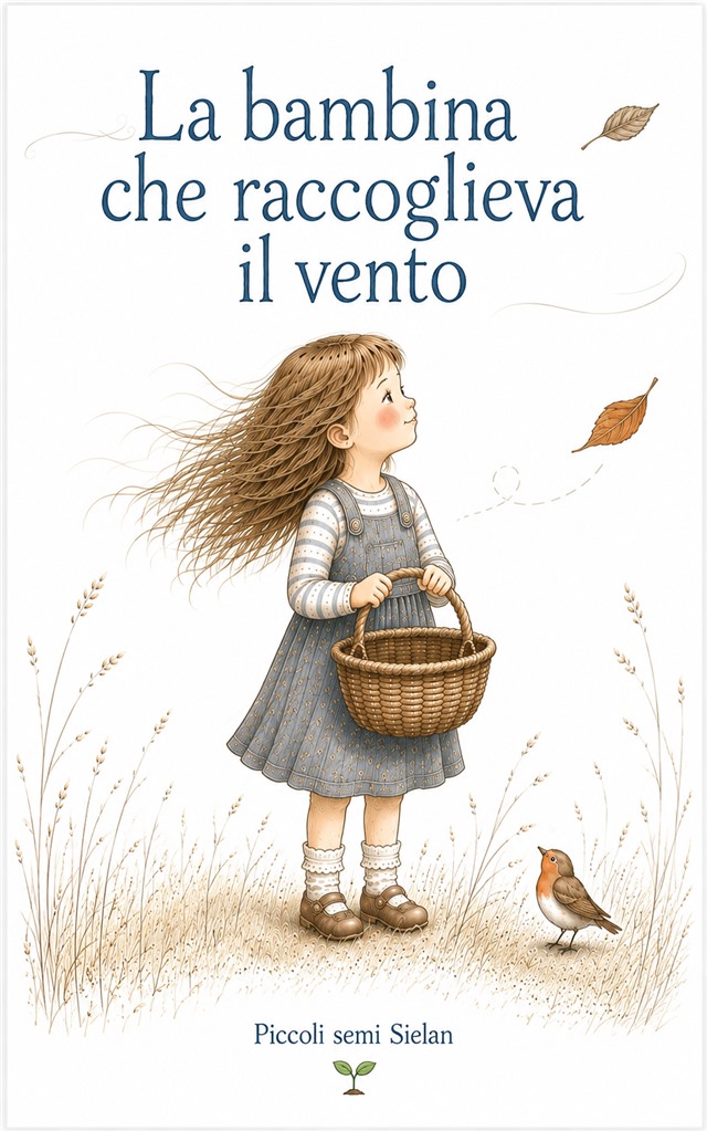 Copertina illustrata del libro La bambina che raccoglieva il vento, collana Piccoli Semi Sielan