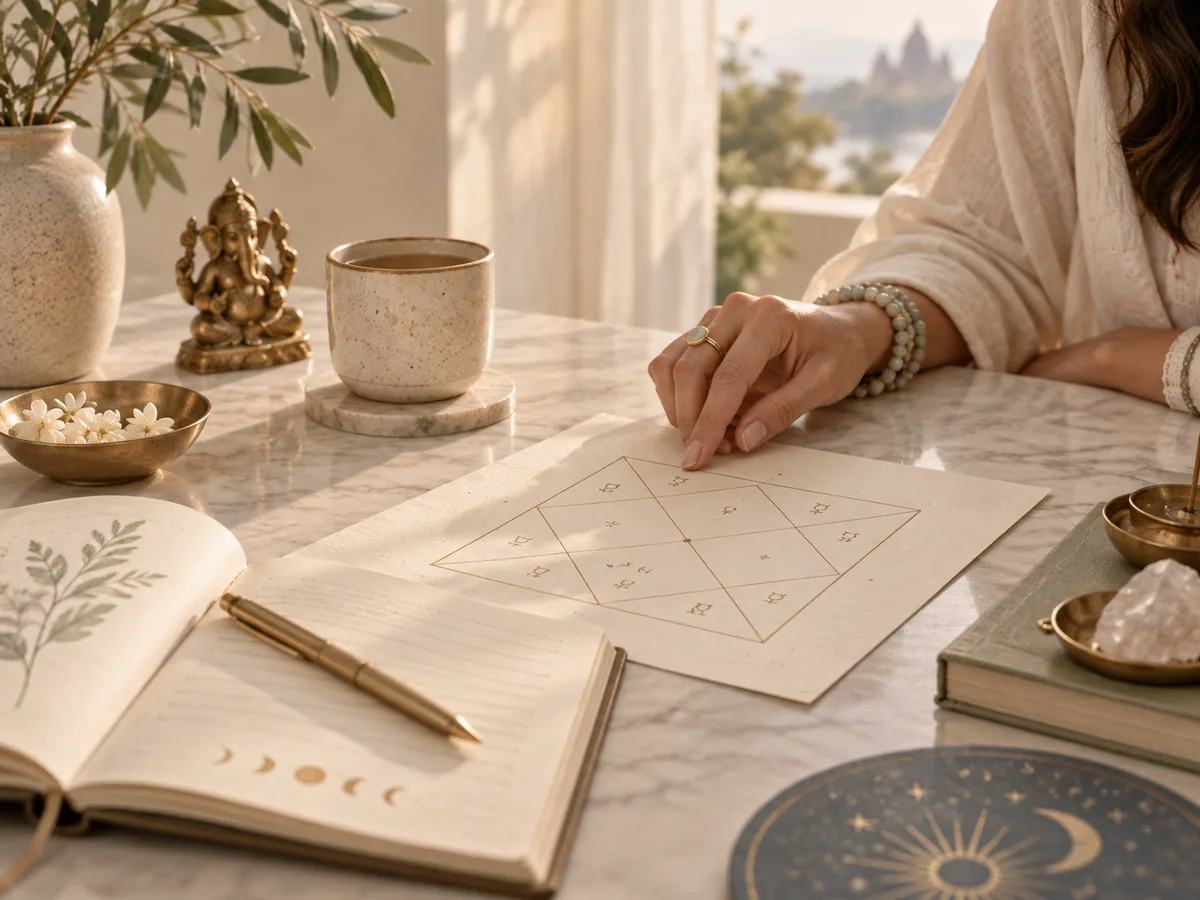 Lettura della carta natale vedica online 1 Analisi della carta natale vedica durante una consulenza Jyotish